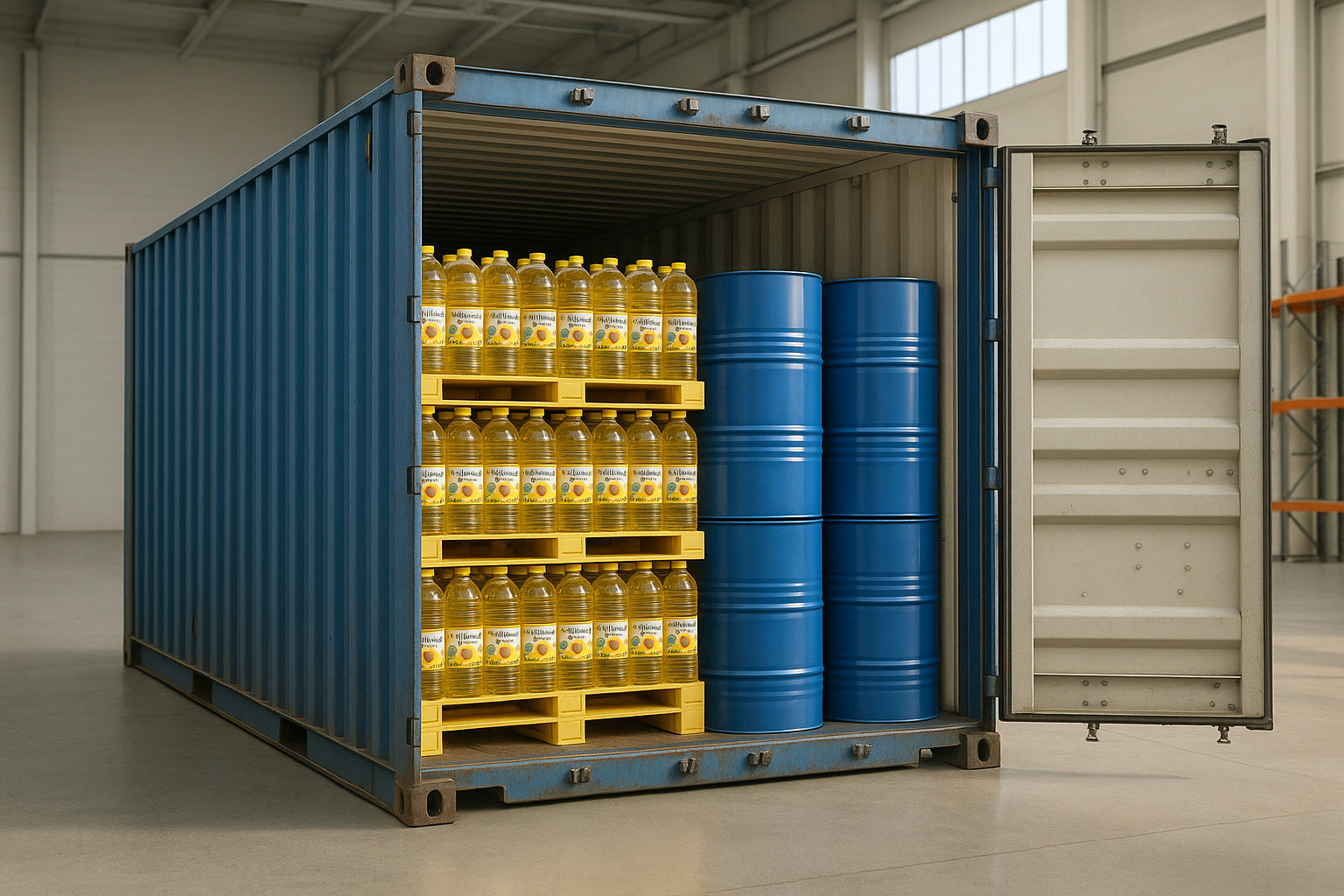 Sunflower oil export logistics and container loading